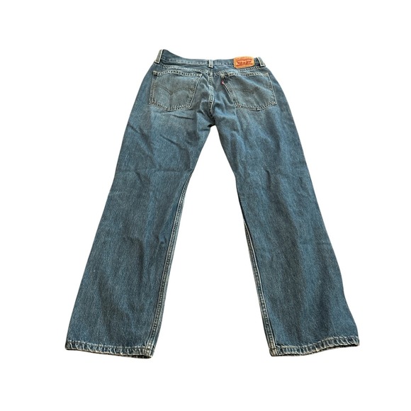 Levis Women's 27 Low Pro Straight Jeans Blue Mid Rise Distressed Denim - Picture 2 of 7